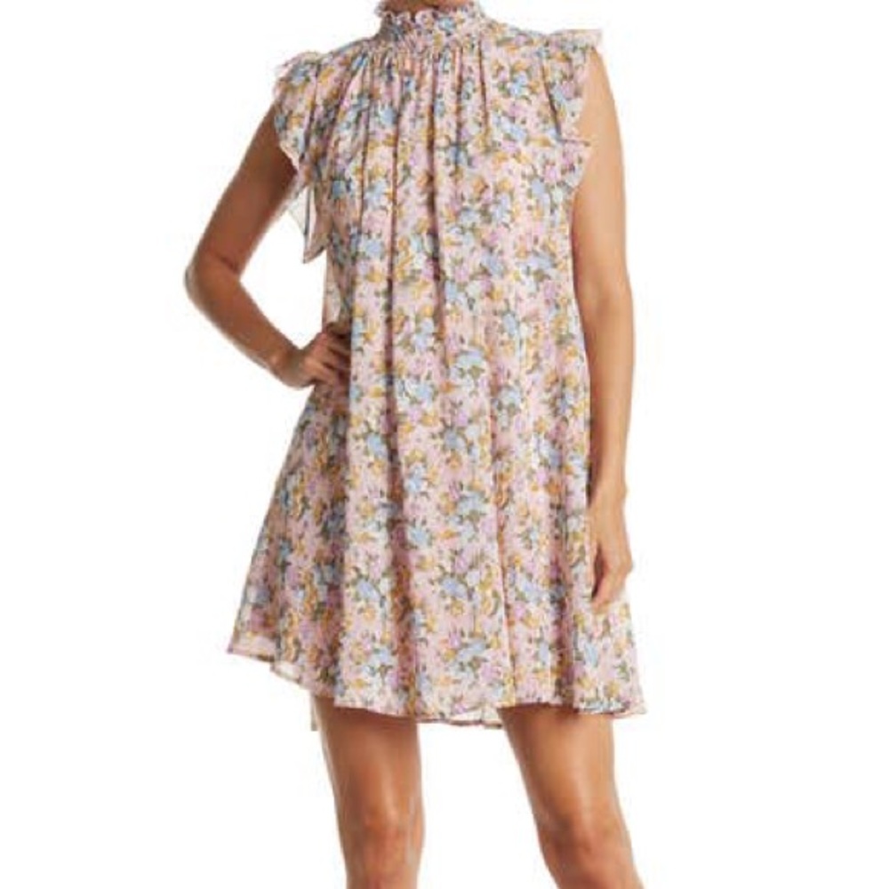Smocked Neck Floral Dress